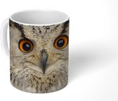 Mok - Close-up foto van een oehoe - 350 ML - Beker