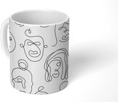 Mok - One line tekening van gezichten - 350 ML - Beker