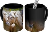 Magische Mok - Foto op Warmte Mok - Drie fjord paarden in een groen grasveld - 350 ML