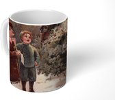 Mok - Portret Kerst - Winter - Vintage - 350 ML - Beker - Kerst Cadeau - Kerst Cadeautjes - Kerstcadeau Man - Kerstcadeau Vrouw