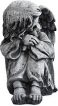 Tuinbeeld Engel meisje met vleugel  (Grijs/gepattineerd) -  beton