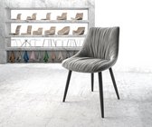 Gestoffeerde-stoel Elda-flex 4-poot conisch zwart fluweel grijs