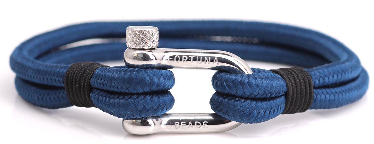 FortunaBeads Nautical N2 - Heren Armband - Touw - Blauw - Medium 18cm