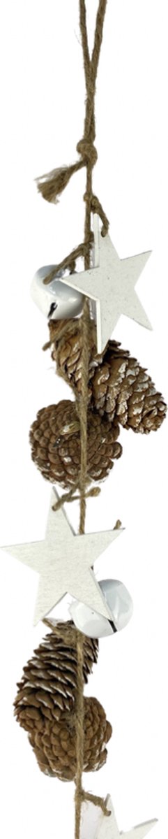 Kerst decoratie slinger - Garland Pinecone star | 75 cm | Extra lange kerst slinger van natuurlijke materialen | Wit