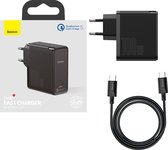 Baseus GaN2 - USB C Oplader 100W Inclusief 1.5 Meter USB C Kabel - Zwart