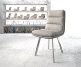 Gestoffeerde-stoel Abelia-Flex 4-Fuß oval roestvrij staal stripes lichtgrijs