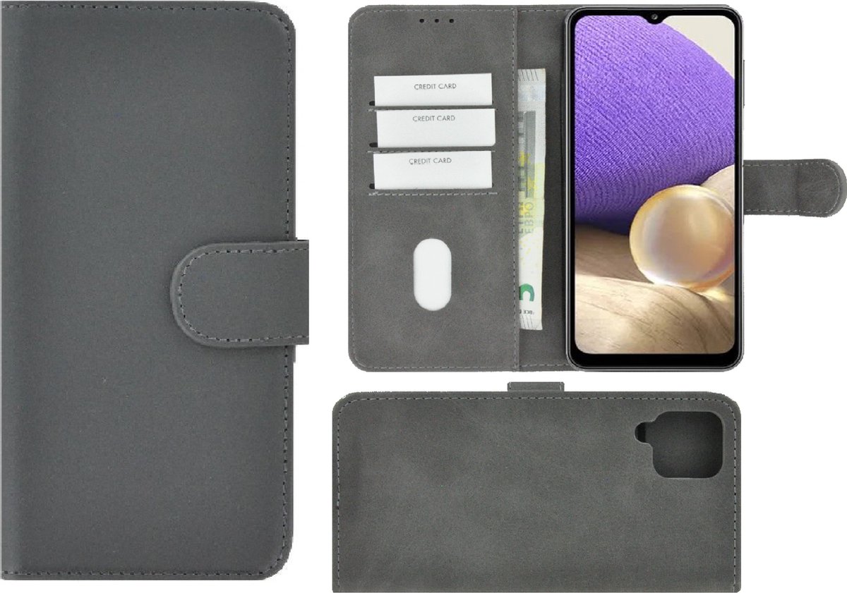 Hoesje Geschikt voor Samsung Galaxy A42 - Bookcase - Pu Leder Wallet Book Case Grijs Cover