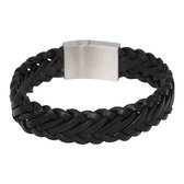 iXXXi brace leren gevlochten armband zwart - br242001 - Maat 21