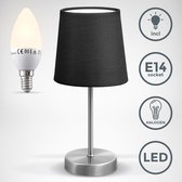 B.K.Licht - Slimme Tafellamp - zwart - klassieke design - voor binnen - WiFi bedlamp - stof - met smart E14 lichtbron