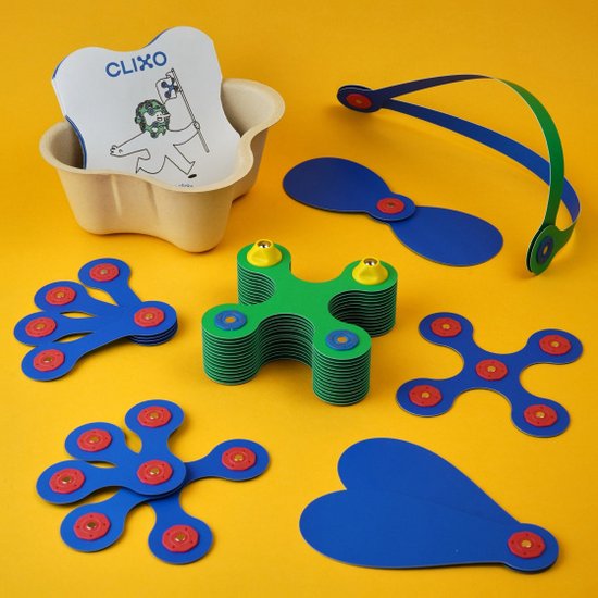 Clixo Crew 30 stuks set (blauw/groen)- flexibel magnetisch speelgoed– combinatie van origami en bouwspeelgoed-montessori speelgoed- educatief speelgoed- speelgoed 4,5,6,7,8 jaar jongens en meisjes