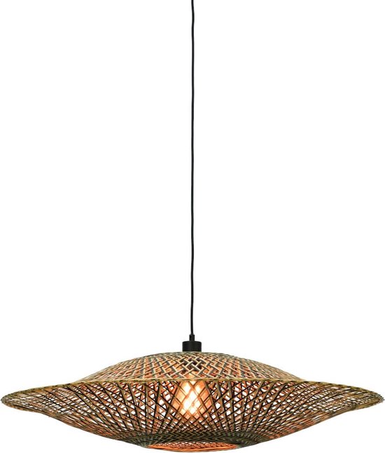 Foto: Good mojo hanglamp bali bamboe zwart 87cm scandinavisch bohemian hanglampen eetkamer slaapkamer woonkamer