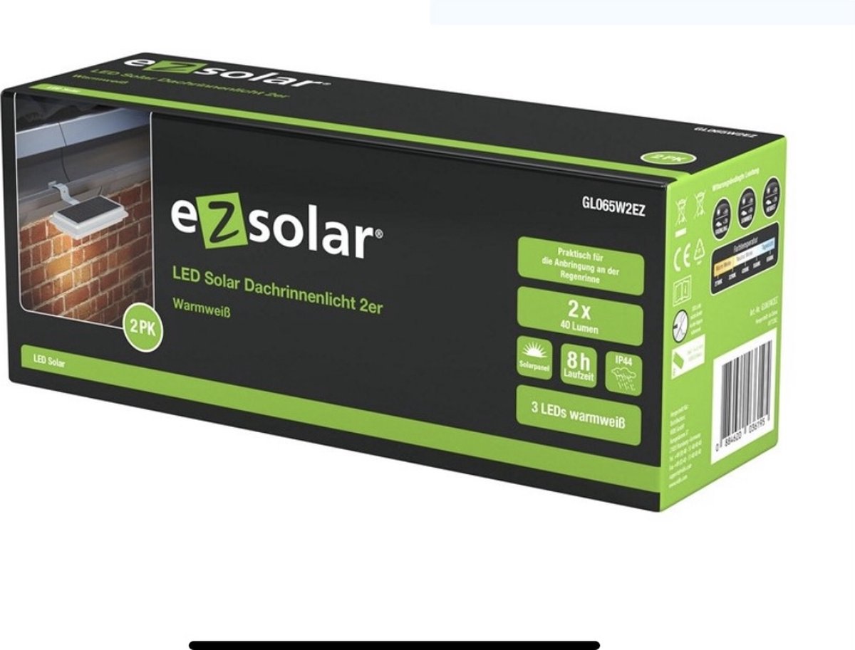 EZ Solar LED Dakgoot verlichting 2Pack 10x24cm waterproof