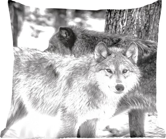 Sierkussens - Kussentjes Woonkamer - 60x60 cm - Groep wolven in zwart-wit