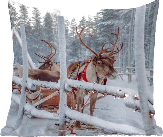 Sierkussen - Een Rendier In Het Dorp Van De Kerstman In Finland