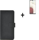 Hoesje Geschikt voor Samsung Galaxy A42 - Screenprotector A42 - Wallet Bookcase Zwart + Screenprotector