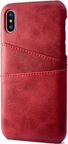 iPhone XR Pashouder Hoesje Leer - Telefoonhoesje van kunstleer met vakjes voor pasjes iPhone XR - Mobiq Leather Snap On Wallet hoesje iPhone XR rood