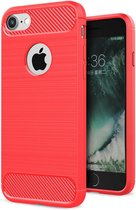Mobiq - Hybrid Carbon TPU iPhone SE (2022 / 2020)/8/7 Hoesje - rood