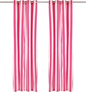 vidaXL Gordijnen met metalen ringen 2 st 140x225 cm stof roze streep