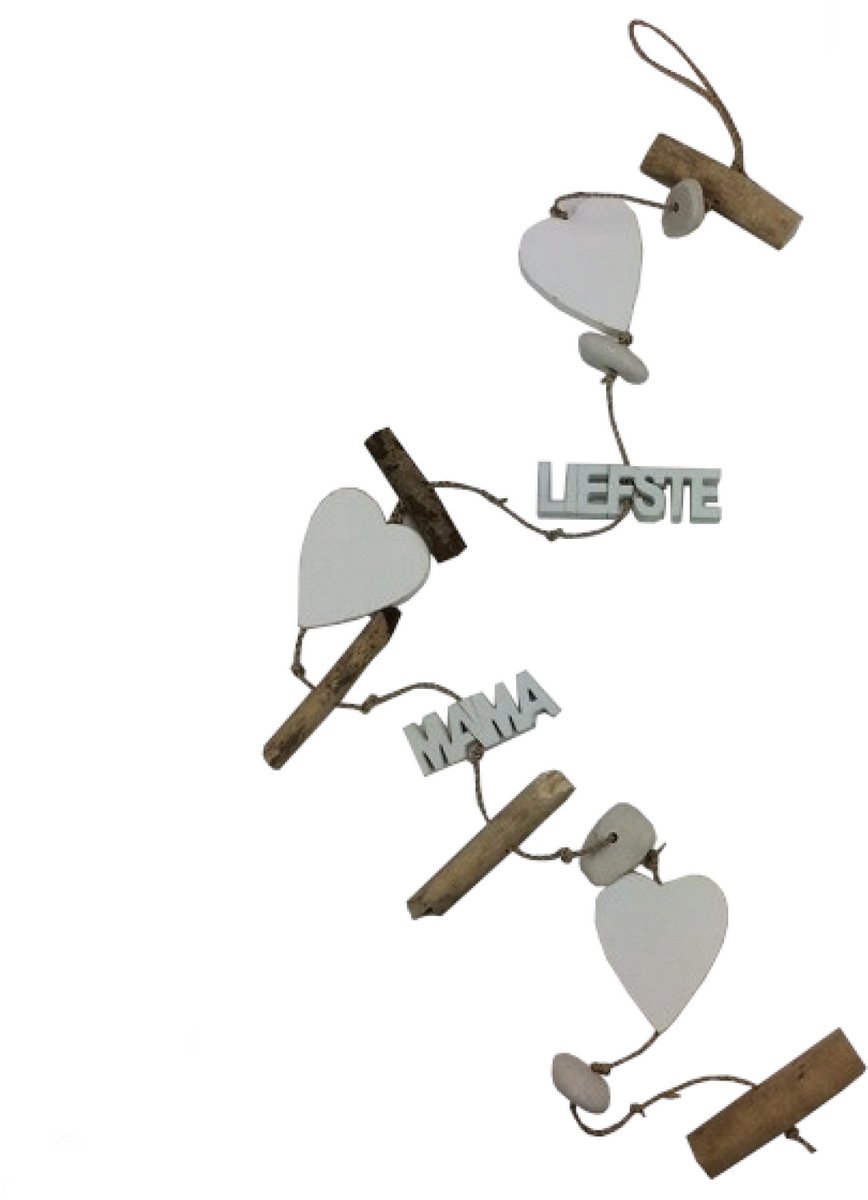 Cotton Counts - Decoratie slinger - Voor de liefste mama - Met 3 harten - Lengte 1m