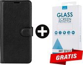 Kunstleer Bookcase Hoesje Met Pasjeshouder Samsung Galaxy S21 Ultra Zwart - Gratis Screen Protector - Telefoonhoesje - Smartphonehoesje