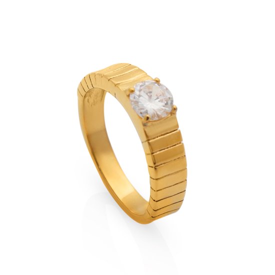 Schitterende 14K Gold Plated Ring met Zirkonia 16,50 mm.