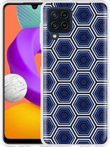 Hoesje Geschikt voor Samsung Galaxy M22 Blauwe Hexagons