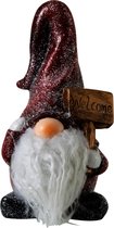 J-Line Kabouter Bord Welcome Keramiek Rood Small Set van 3 Stuks