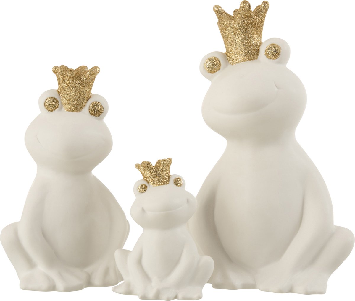 JLine Kikker Kroon Porselein Wit/Goud Large Set van 3 Stuks