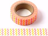 Washi tape met neon rood en oranje zigzag patroon | 15mm x 10m