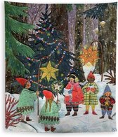 Kerstboom kerstkoor Canvas Doek Kerst Illustratie 130*150cm