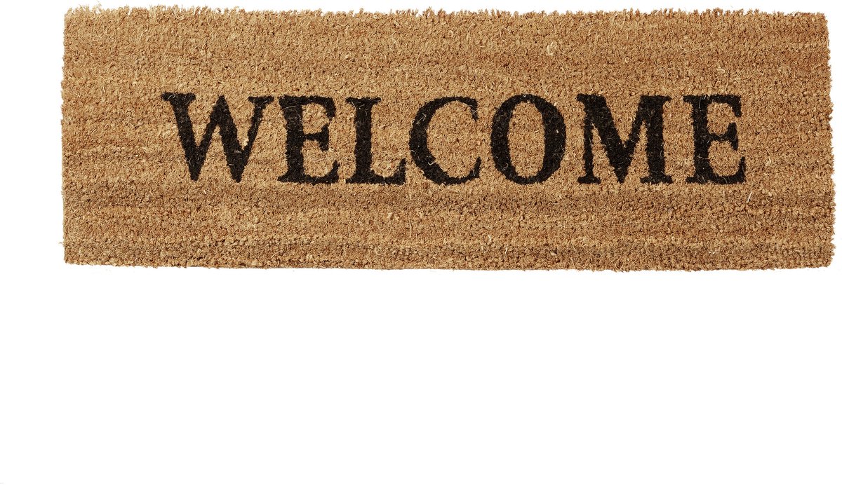 deurmat smal WELCOME - 1,5 x 75 x 25 cm - kokos - pvc - antislip - natuur
