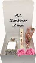 Geschenkbox Wil jij mijn METER zijn? | roze | badzout | droogbloemen | oorbellen | Swarovski | meter vragen | meter worden | peettante vragen | peettante worden | cadeau | doosje met een vraa