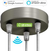 LEDatHOME - Slimme cilindrische metalen 3 gats plafondkap - Compatibel met spraakassistenten - Werkt dus op normale LED lampen - Bespaar veel geld op SMART lampen deze zijn niet no