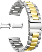 Smartwatch bandje - Geschikt voor Samsung Galaxy Watch 4 Classic - Horlogebandje - RVS metaal - Fungus - Schakel - Zilver goud