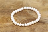 Bubbels Sieraden handgemaakte zoetwaterparel armband 6 mm - wit - one size