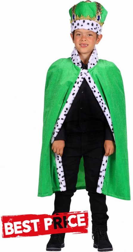 Koning mantel kind met kroon Groen. | bol.com
