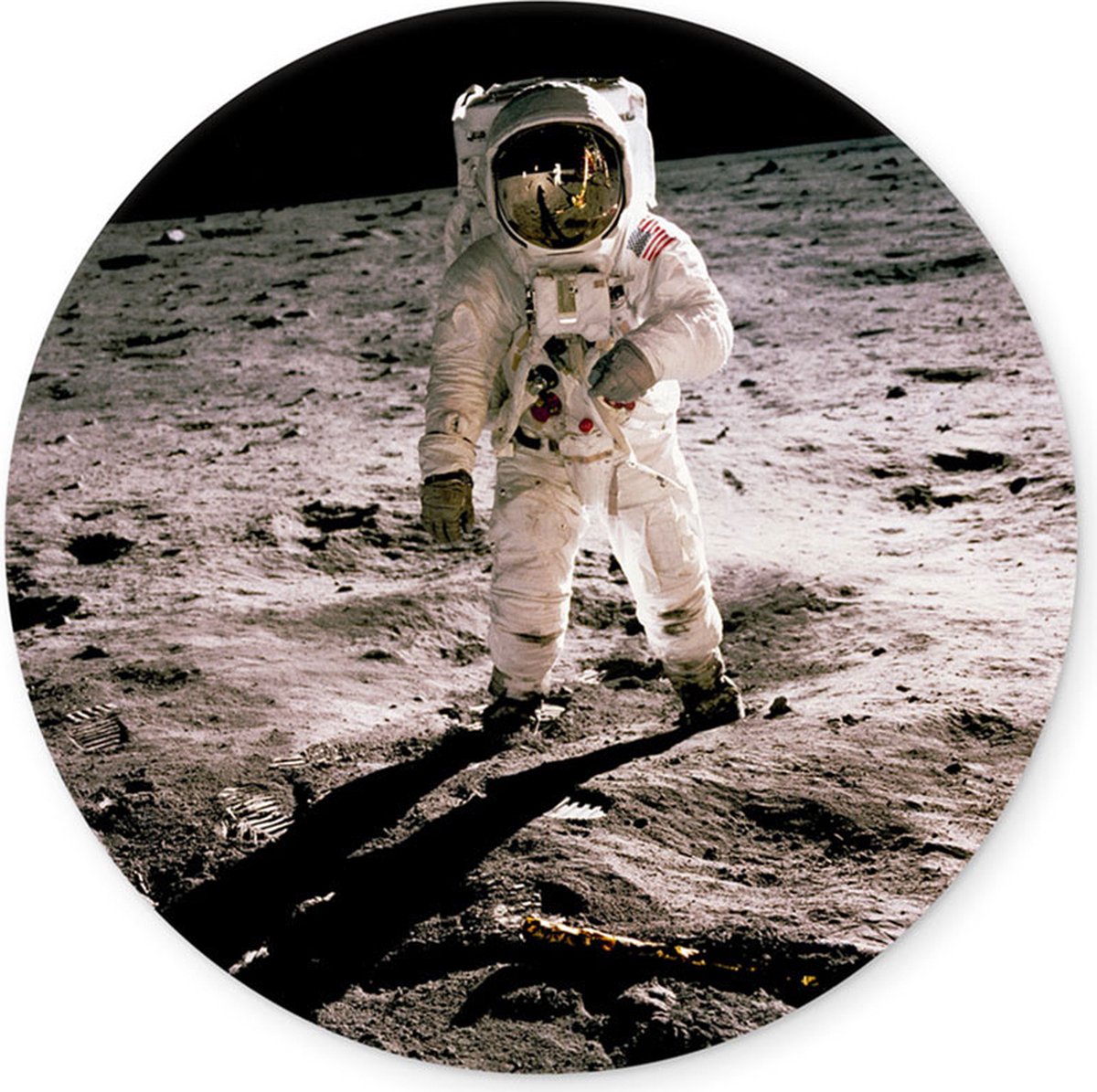 Muurcirkel Astronaut Edwin ''Buzz'' Aldrin 60 cm - wandcirkel - rond schilderij - Aluminium