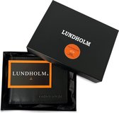 Lundholm cadeaupakket mannen leren portemonnee heren zwart met RFID bescherming - in geschenkverpakking - herenportefeuille leder - mannen cadeautjes heren - valentijn cadeautje voor hem
