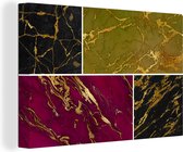 Toile Peinture Marbre - Or - Luxe - 140x90 cm - Décoration murale