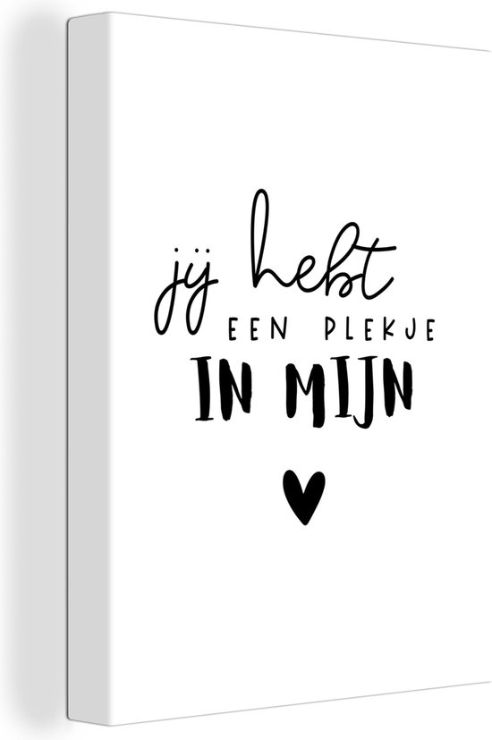 Canvas Schilderij Spreuken - Jij hebt een plekje in mijn hart - Relatie - Quotes - 30x40 cm - Wanddecoratie - Vaderdag cadeau - Geschenk - Cadeautje voor hem - Tip - Mannen