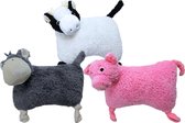 Hondenspeelgoed - Kussen schapenwol met kop - 25cm - per 3 stuks