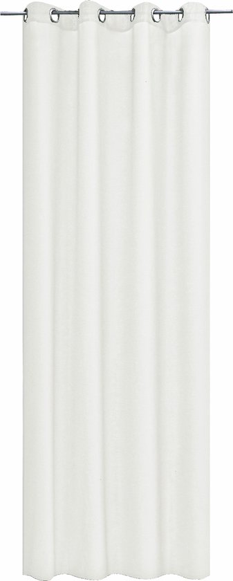 JEMIDI Kant-en-klaar gordijn in linnenlook - Gordijn met ringen 140 x 245 cm - Ondoorzichtig gordijn - Wit