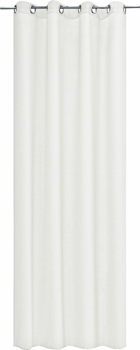 JEMIDI Kant-en-klaar gordijn in linnenlook - Gordijn met ringen 140 x 245 cm - Ondoorzichtig gordijn - Wit