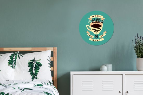 Autocollant papier peint cercle mural turquoise illustration café Vintage - ⌀ 30 cm - peinture ronde - cercle de papier peint - cercle mural - cercle vivant - autocollant et découpe ronde