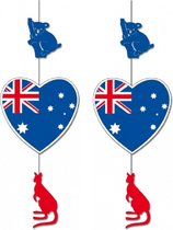 2x pièces de décoration à suspendre australie 85 x 30 cm - Articles de fête thème drapeau de Landen / décoration