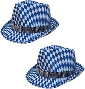 2x stuks blauw/wit Beieren hoedje voor volwassenen - Oktoberfest/bierfeest feesthoeden - Alpenhoedje