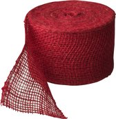 Juteband rood 10 cm x 25 meter - Hobby/knutselmateriaal - Decoratie banden - Jute band/rand - Cadeau's inpakken - Knutselen