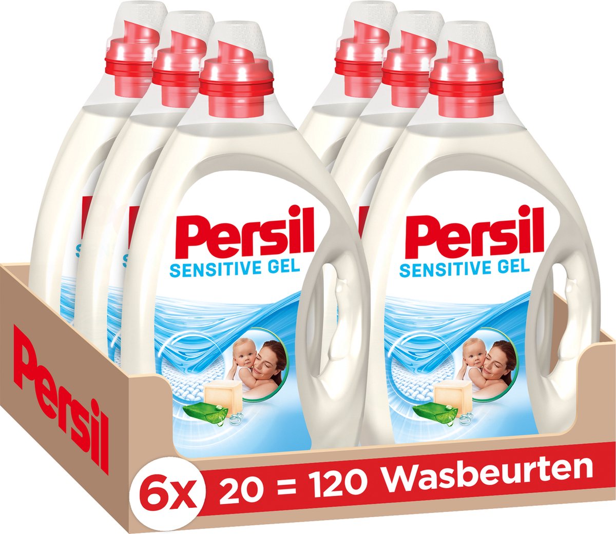 Persil Sensitive Gel - Vloeibaar Wasmiddel - Baby en Gevoelige Huid - Voordeelverpakking - 6 x 20 wasbeurten - Persil