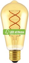LEDatHOME - LED Edison ST64 Golden met dubbele gebogen spiraalvormige gloeidraad 5W E27 Dimbare 2000K lamp