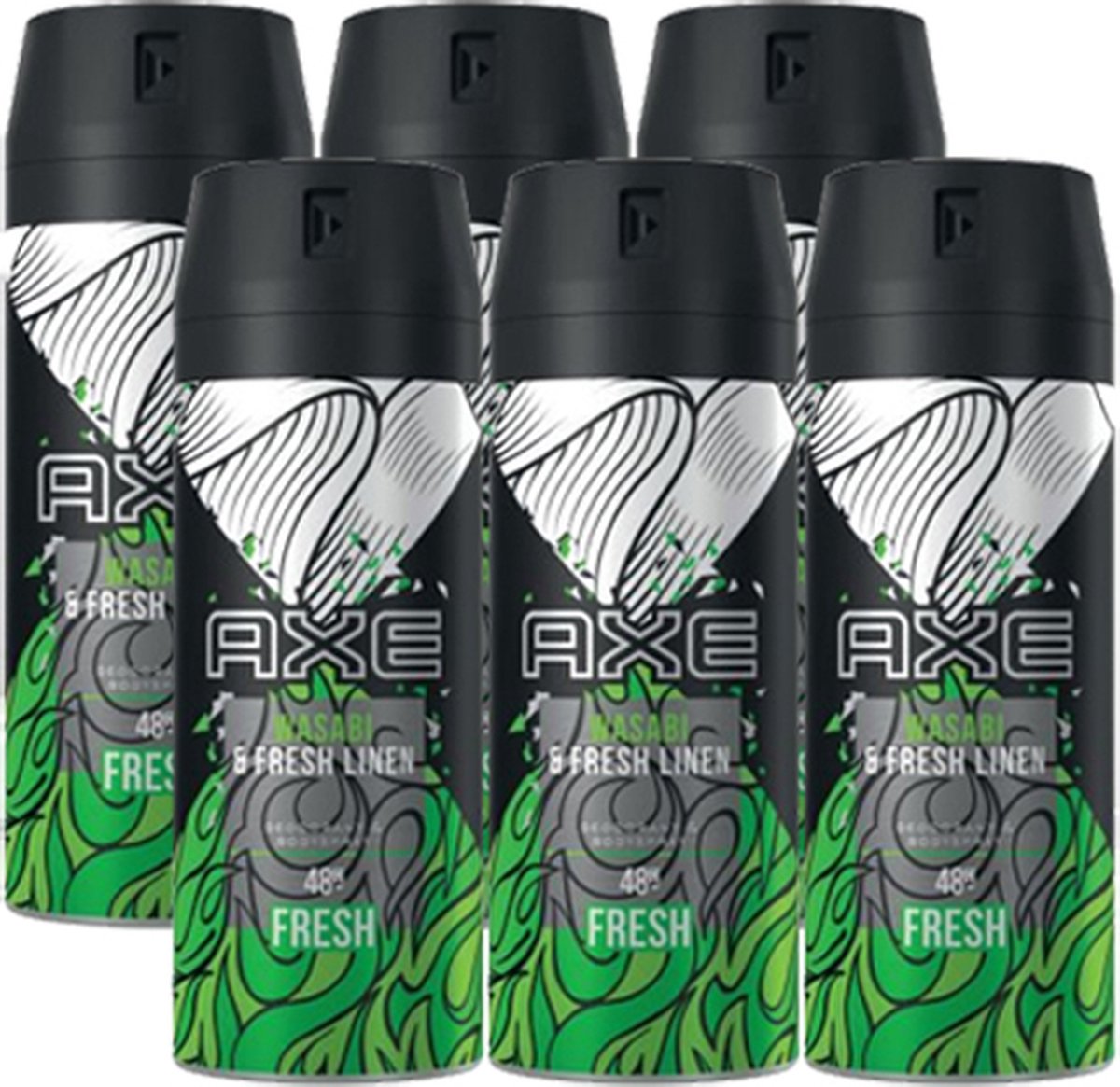 Axe Deodorant Wasabi & Fresh Linen 6 x 150ml - VOORDEELVERPAKKING | bol